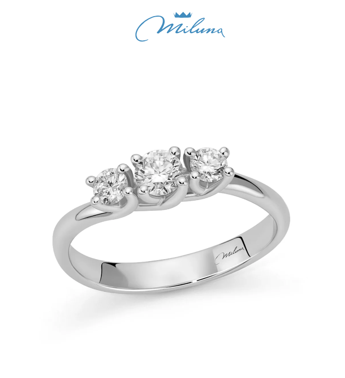 Anello Trilogy Miluna con diamanti a scalare in oro bianco 18kt - LID3650-026G7