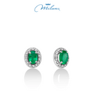 Orecchini Miluna on smeraldi ovali e contorno di diamanti in oro bianco 18KT - ERD2394