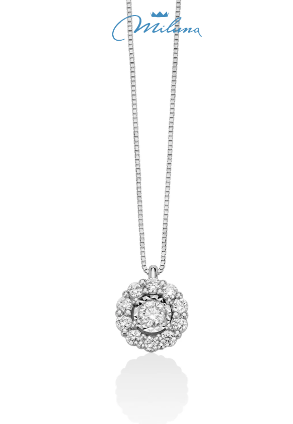 Collana Miluna con pendente fantasia di diamanti in oro bianco 18kt - CLD4377