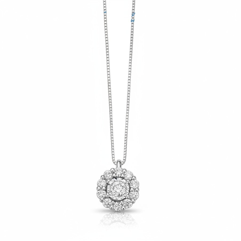 Collana Miluna con pendente fantasia di diamanti in oro bianco 18kt - CLD4377