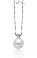 Collana Miluna, collezione Eva, in argento con perla Oriente 8,5-9 mm illuminata da un topazio bianco - PCL6886