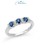 Anello trilogy Miluna con zaffiri blu ovali e diamanti in oro bianco 18kt - LID3758