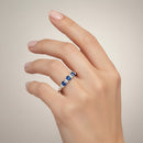 Anello trilogy Miluna con zaffiri blu ovali e diamanti in oro bianco 18kt - LID3758