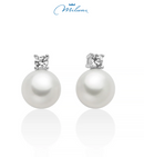 Orecchini Miluna, collezione Eva, in argento con perla Oriente 8,5-9 mm illuminata da un topazio bianco - PER2946
