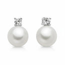 Orecchini Miluna, collezione Eva, in argento con perla Oriente 8,5-9 mm illuminata da un topazio bianco - PER2946