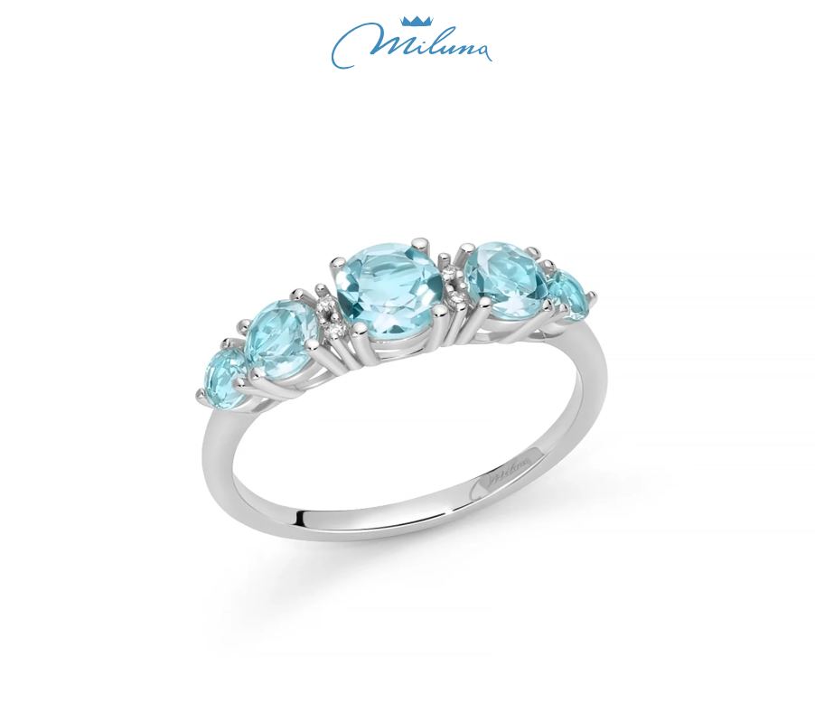 Anello VERETTA Miluna con Gemma del Cielo a scalare e diamanti in oro bianco 375 - LID4083X