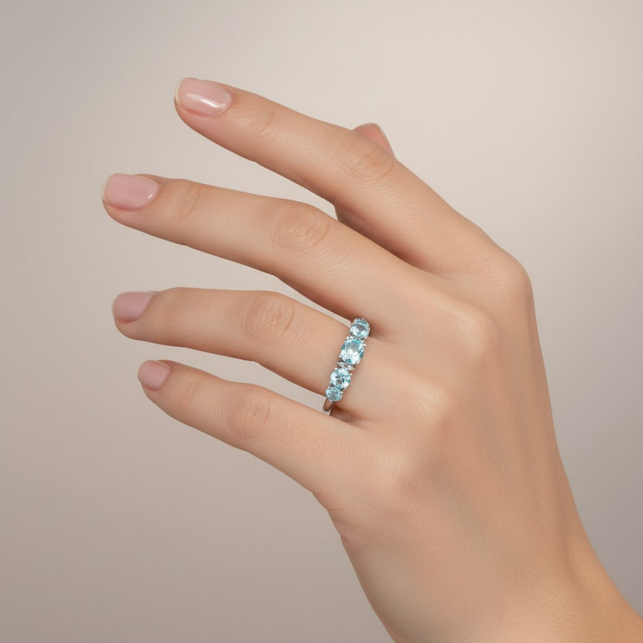 Anello VERETTA Miluna con Gemma del Cielo a scalare e diamanti in oro bianco 375 - LID4083X