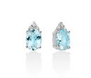 Weißgold-Ohrringe mit ovalem Aquamarin und Diamanten – ERD2845