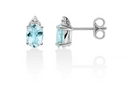 Weißgold-Ohrringe mit ovalem Aquamarin und Diamanten – ERD2845