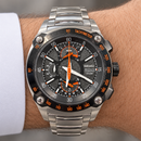 Orologio Seiko Sportura Double Retrograde Chronograph — Acciaio e IP nero 42 mm — Quarzo 7T85 cronografo 1/5 di secondo — NOS - SPC039P1