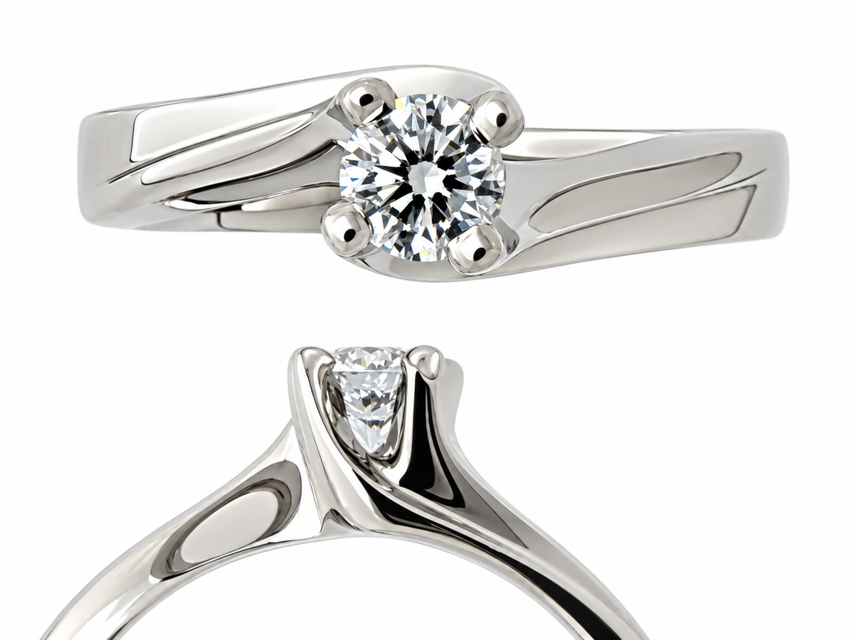Giorgio Visconti Anello solitario in oro bianco 18 kt con diamante ct 0,14 - AB8380C