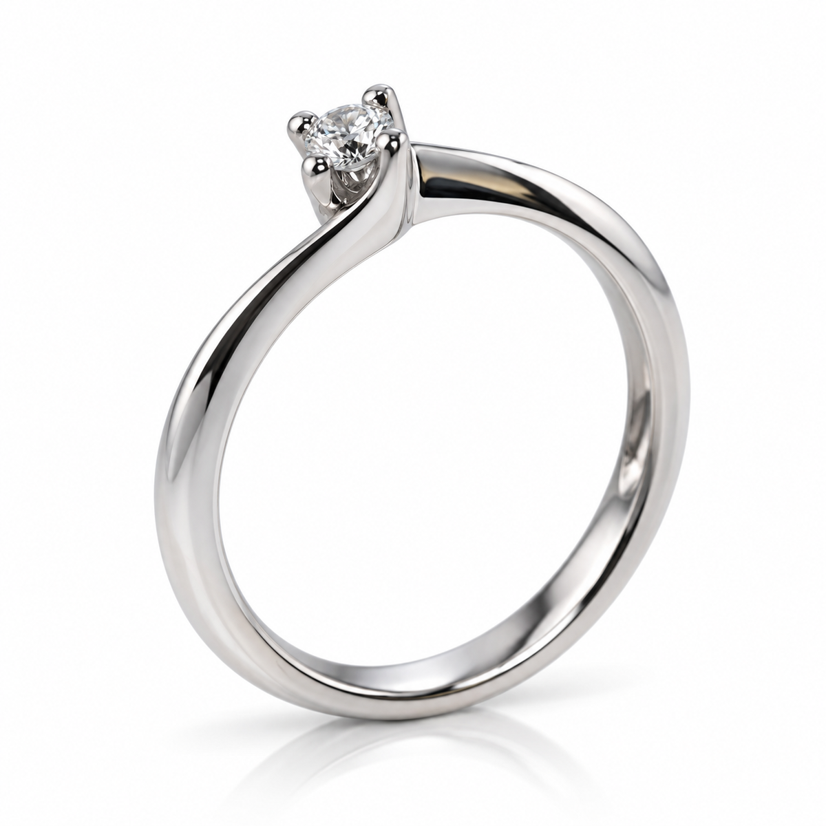 Giorgio Visconti Anello solitario contrarié in oro bianco 18 kt con diamante ct 0,11 - AB16604A