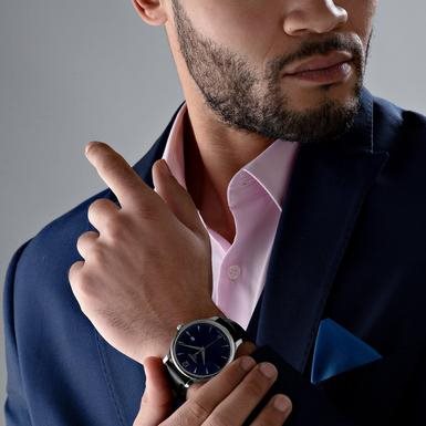 OROLOGIO TISSOT TRADITION, Cinturino di pelle e quadrante blu, 42mm - T0636101604700