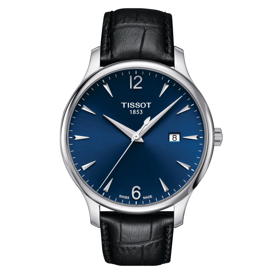 OROLOGIO TISSOT TRADITION, Cinturino di pelle e quadrante blu, 42mm - T0636101604700