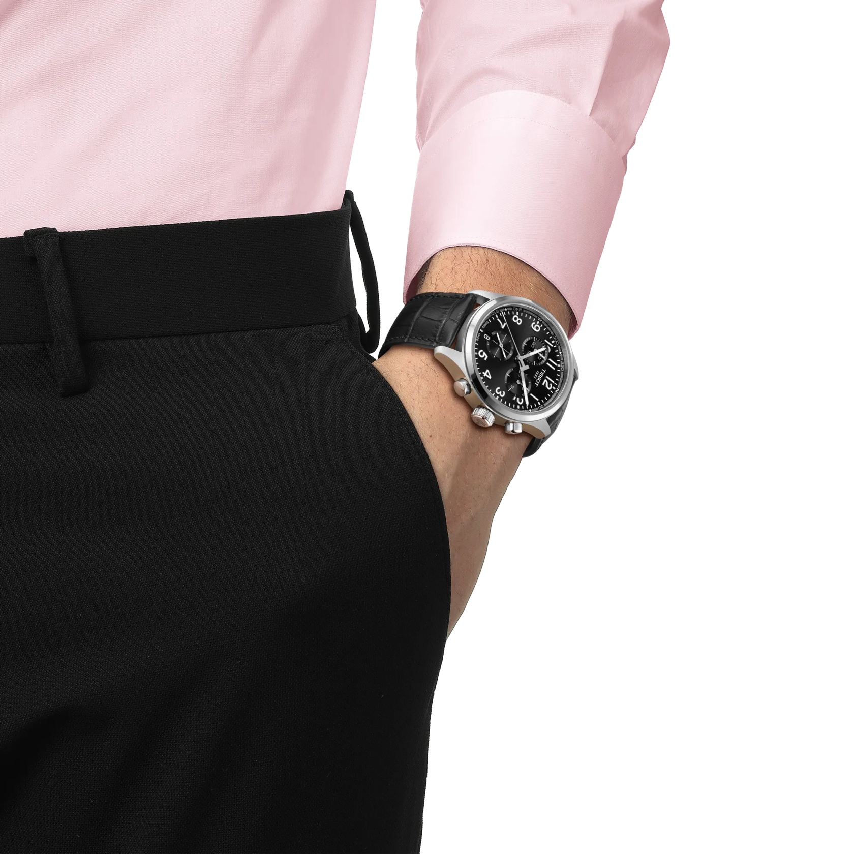 Orologio Tissot Chrono L 42mm, quarzo con Cinturino in pelle e quadrante nero - T1164171605200