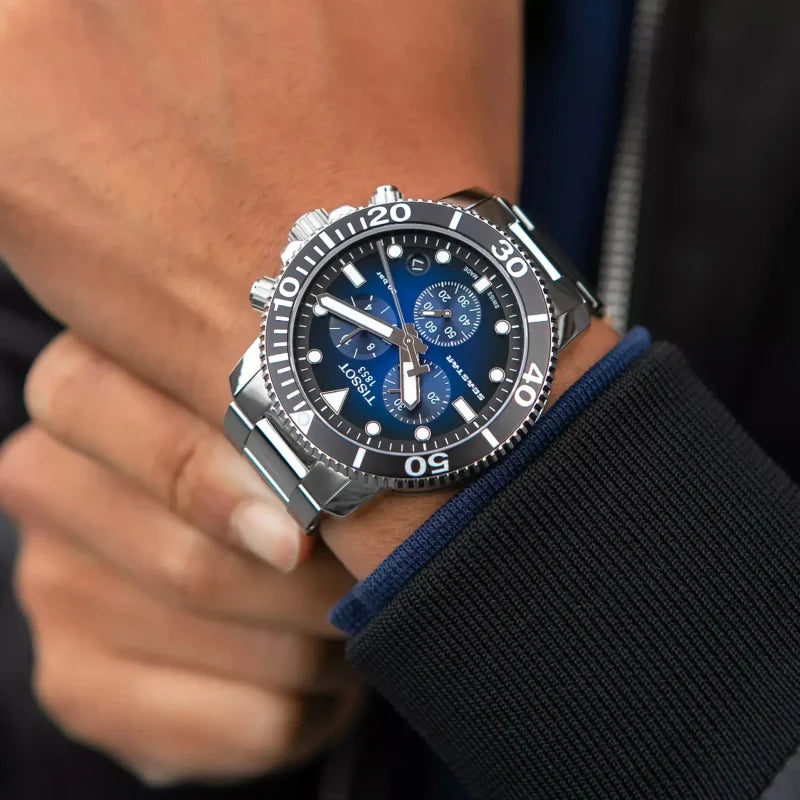 TISSOT SEASTAR 1000 CHRONOGRAPH WATCH, blue dial, 45.50mm - T1204171104101
