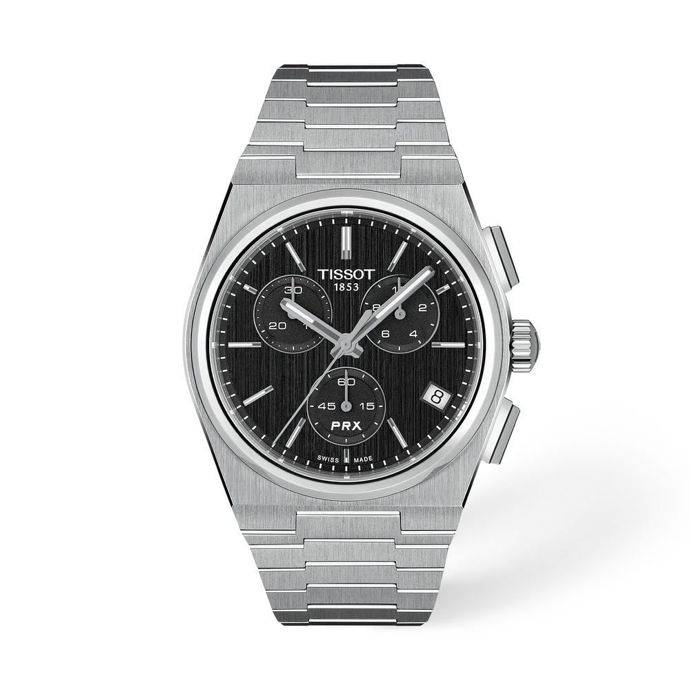 OROLOGIO TISSOT PRX, Quadrante nero, cronografo movimento quarzo, 41mm - T137.417.11.051.00