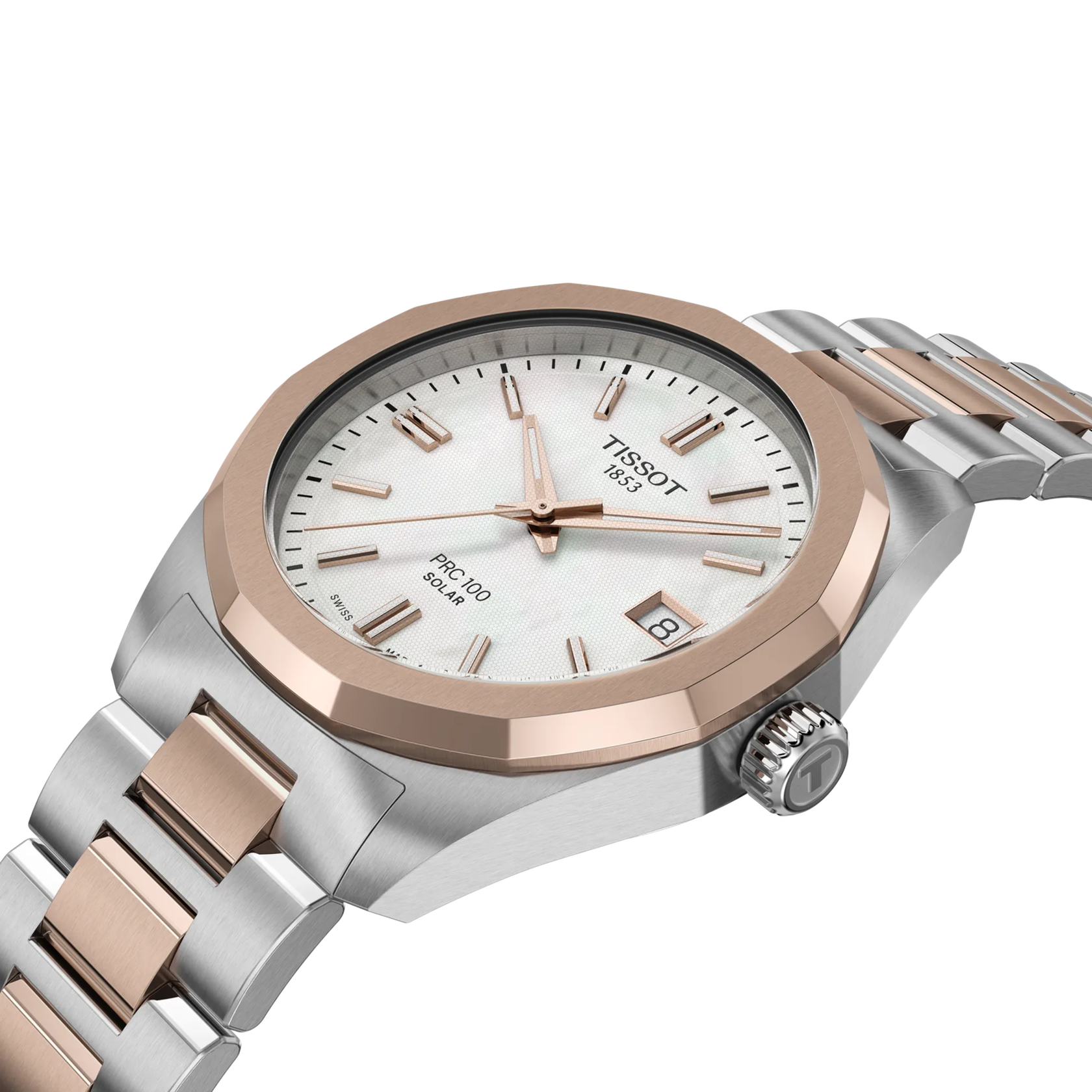 OROLOGIO Tissot PRC 100 Solar, BICOLOR QUADRANTE MADREPERLA, 34mm- T1518222211100