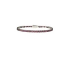 Tennis bracelet in white gold, burnished diamonds and rubies, 1.28 ct rubies - T39SE885/NRB-18