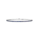 FACE CUBE - Tennis bracelet in white gold, black diamonds and blue sapphires, 1.25ct sapphires - T39SE885NZB-18