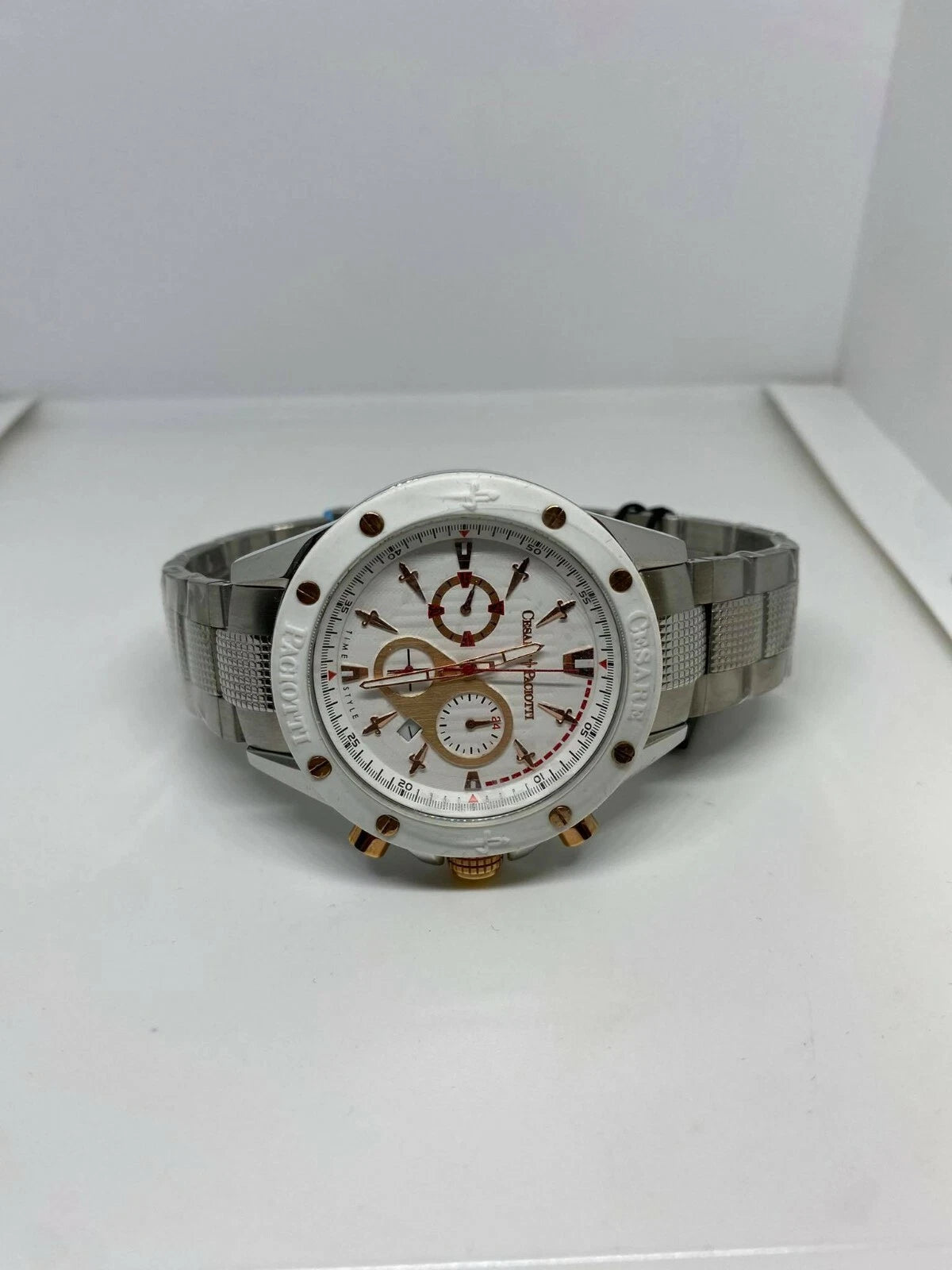 Orologio Cesare Paciotti, White Frozen, quadrante bianco al quarzo, 45mm - TSCR068
