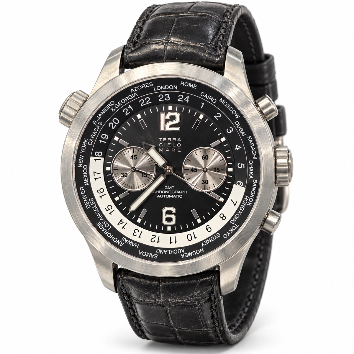 Orologio Terra Cielo Mare Chrono GMT Ore del mondo — 44 mm — automatico — NOS con scatola originale - TC6061AC3PA
