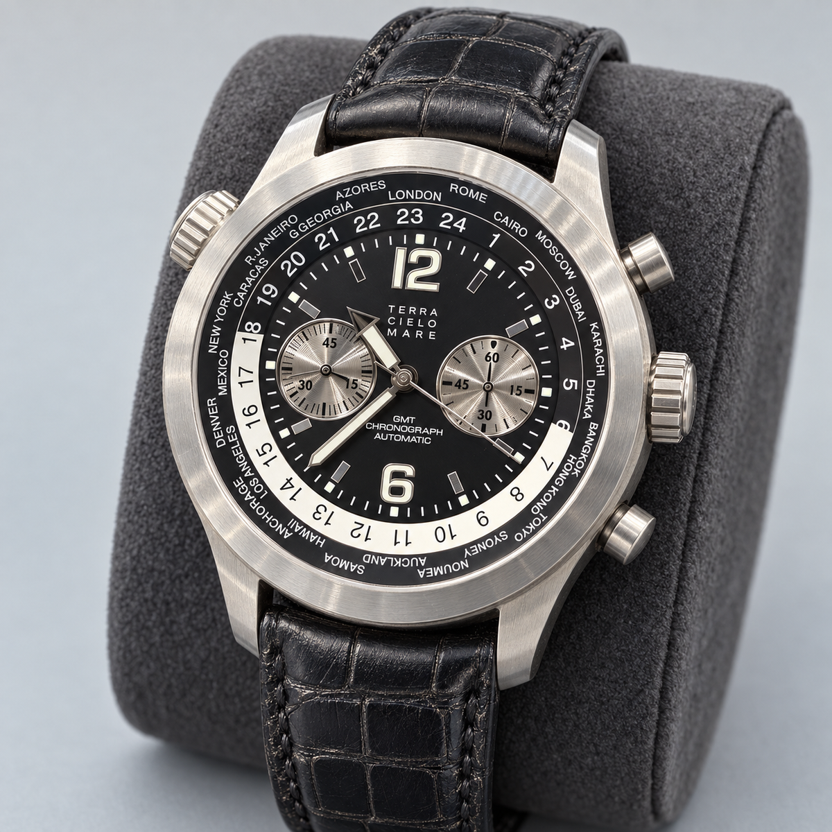 Orologio Terra Cielo Mare Chrono GMT Ore del mondo — 44 mm — automatico — NOS con scatola originale - TC6061AC3PA