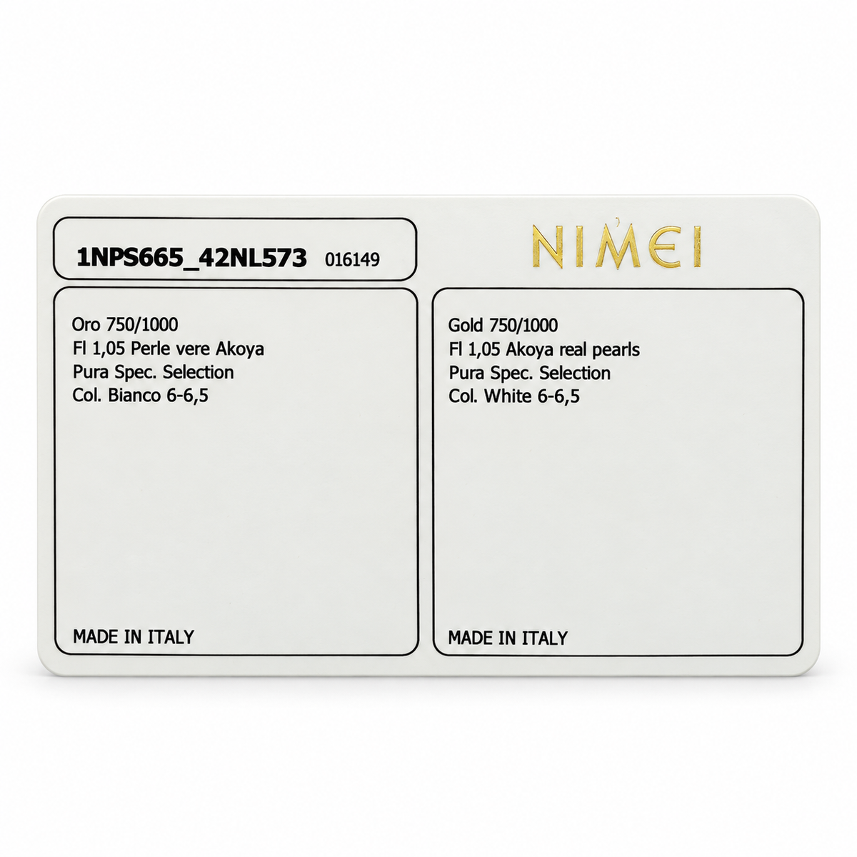 Nimei Collana di perle Akoya Pura Special Selection 6-6,5 mm con chiusura in oro bianco 18 kt - 1NPS665_42NL573
