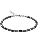 Zancan - Bracciale uomo in acciaio elementi ematite e dischetti pvd nero e oro rosa - UHB022