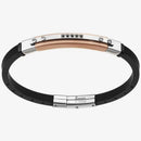 Bracciale Zancan da uomo in caucciù con targhetta centrale in acciaio e inserti rosè - UHB024