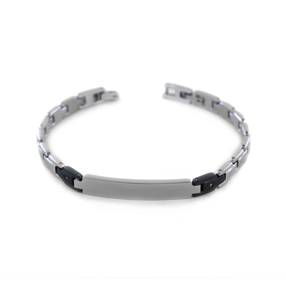 Zancan men's steel bracelet with white zircons UHB 073