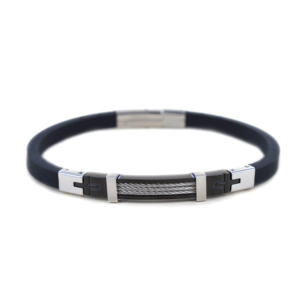 Bracciale Zancan in Acciaio e Caucciù con zirconi bianchi - UHB094