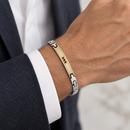 Bracciale da Uomo Zancan in Acciaio, con targa centrale acciaio dorato e 3 spinelli neri centrali  - UHB124