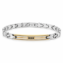 Bracciale da Uomo Zancan in Acciaio, con targa centrale acciaio dorato e 3 spinelli neri centrali  - UHB124
