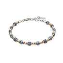 Bracciale morbido da uomo Zancan in acciaio 316L con rondelle bicolor - UHB136