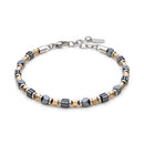 Bracciale morbido da uomo Zancan in acciaio 316L con rondelle bicolor - UHB136