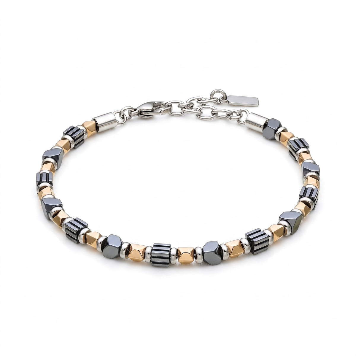 Bracciale morbido da uomo Zancan in acciaio 316L con rondelle bicolor - UHB136