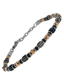 Bracciale Zancan - in Acciaio 316L con Elementi Quadrati Colorati e Sfere Rose Gold - UHB138