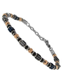 Bracciale Zancan - in Acciaio 316L con Elementi Quadrati Colorati e Sfere Rose Gold - UHB138