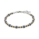 Bracciale Zancan morbido in acciaio e pvd nero, con sfere rosè - UHB139