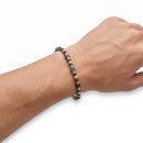 Bracciale Zancan morbido in acciaio e pvd nero, con sfere rosè - UHB139