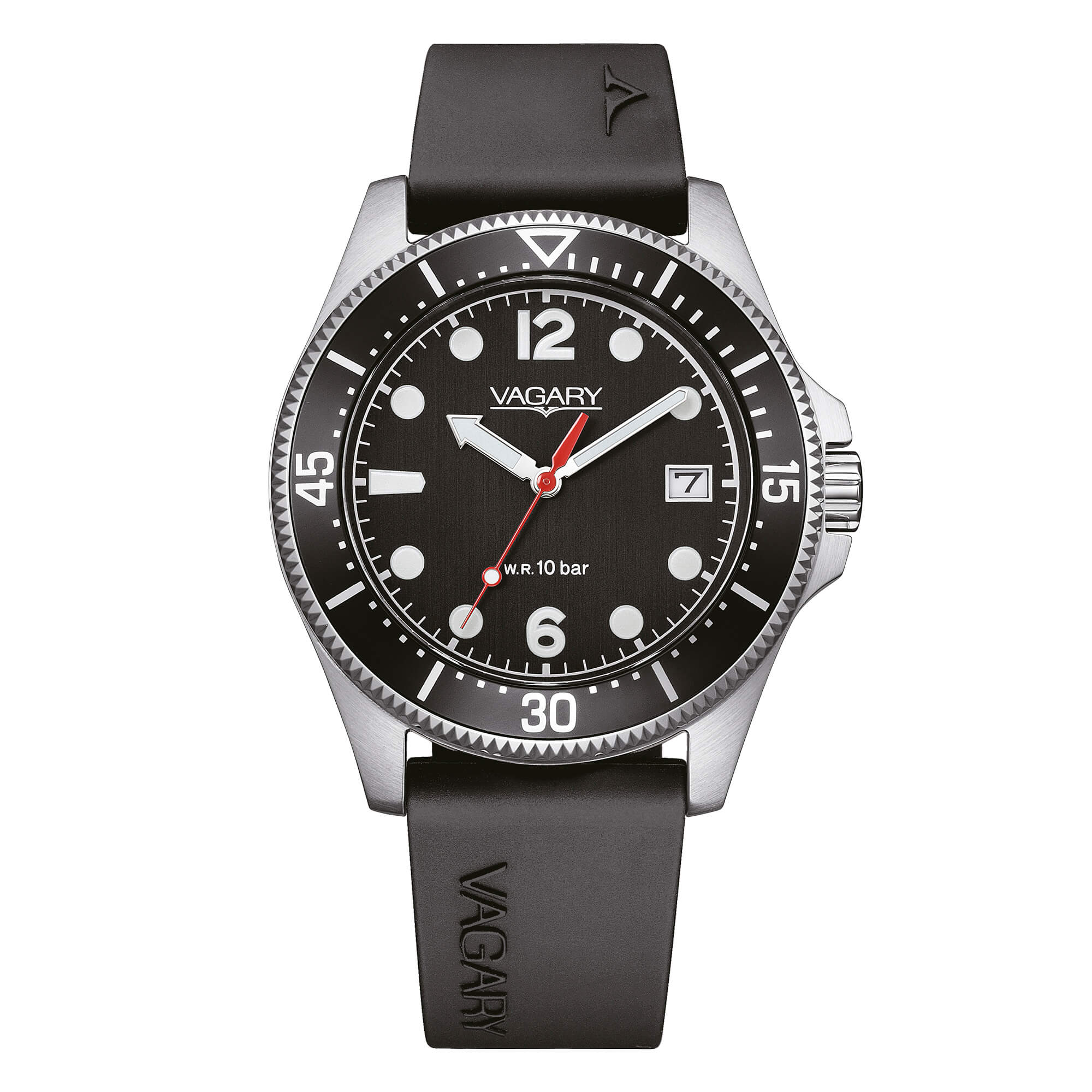 Orologio Vagary by Citizen, Aqua39 Solotempo, QUARZO QUADRANTE NERO in caucciù, 39MM - VD5-317-50