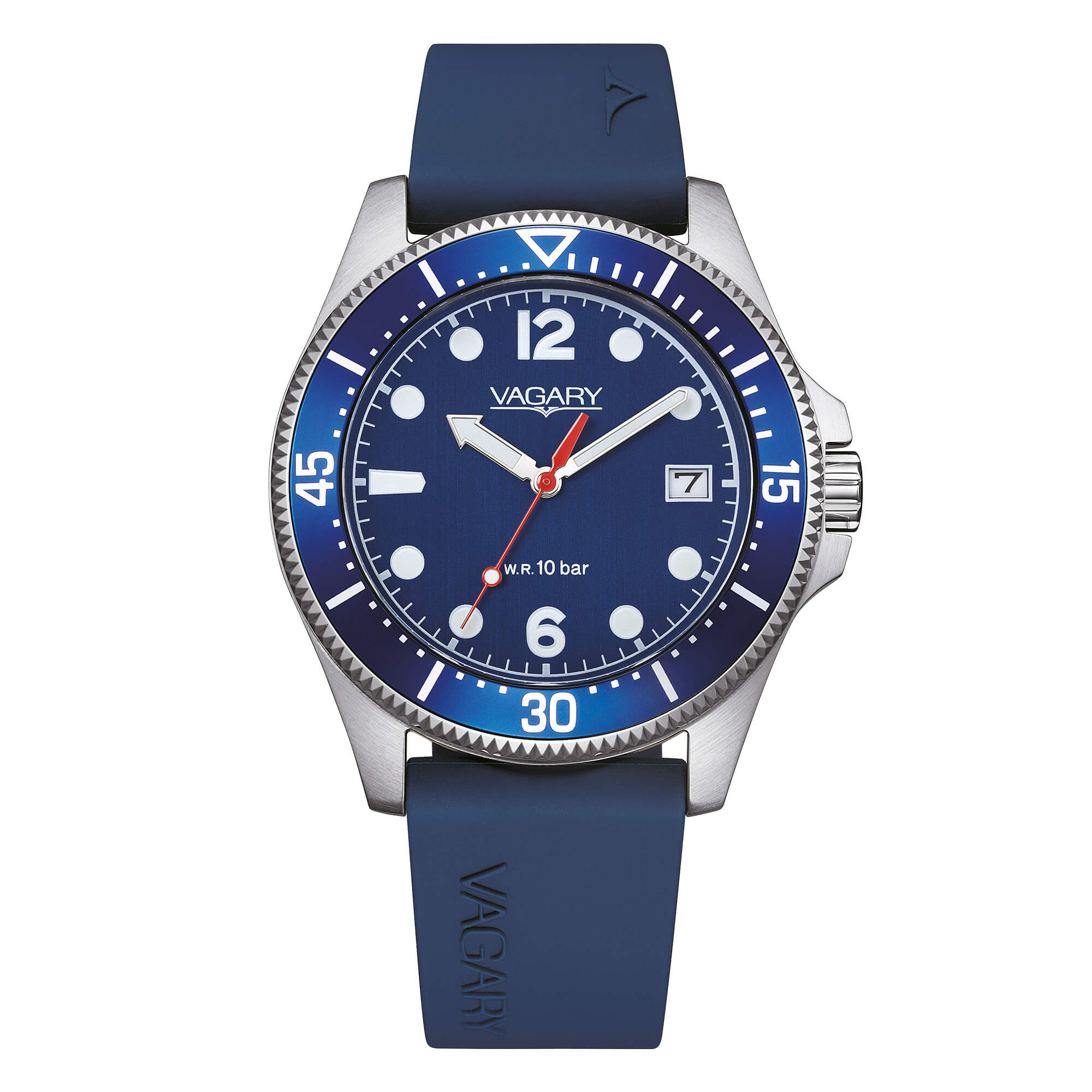 Orologio Vagary by Citizen, Aqua39 Solotempo, QUARZO QUADRANTE BLU in caucciù, 39MM - VD5-317-70