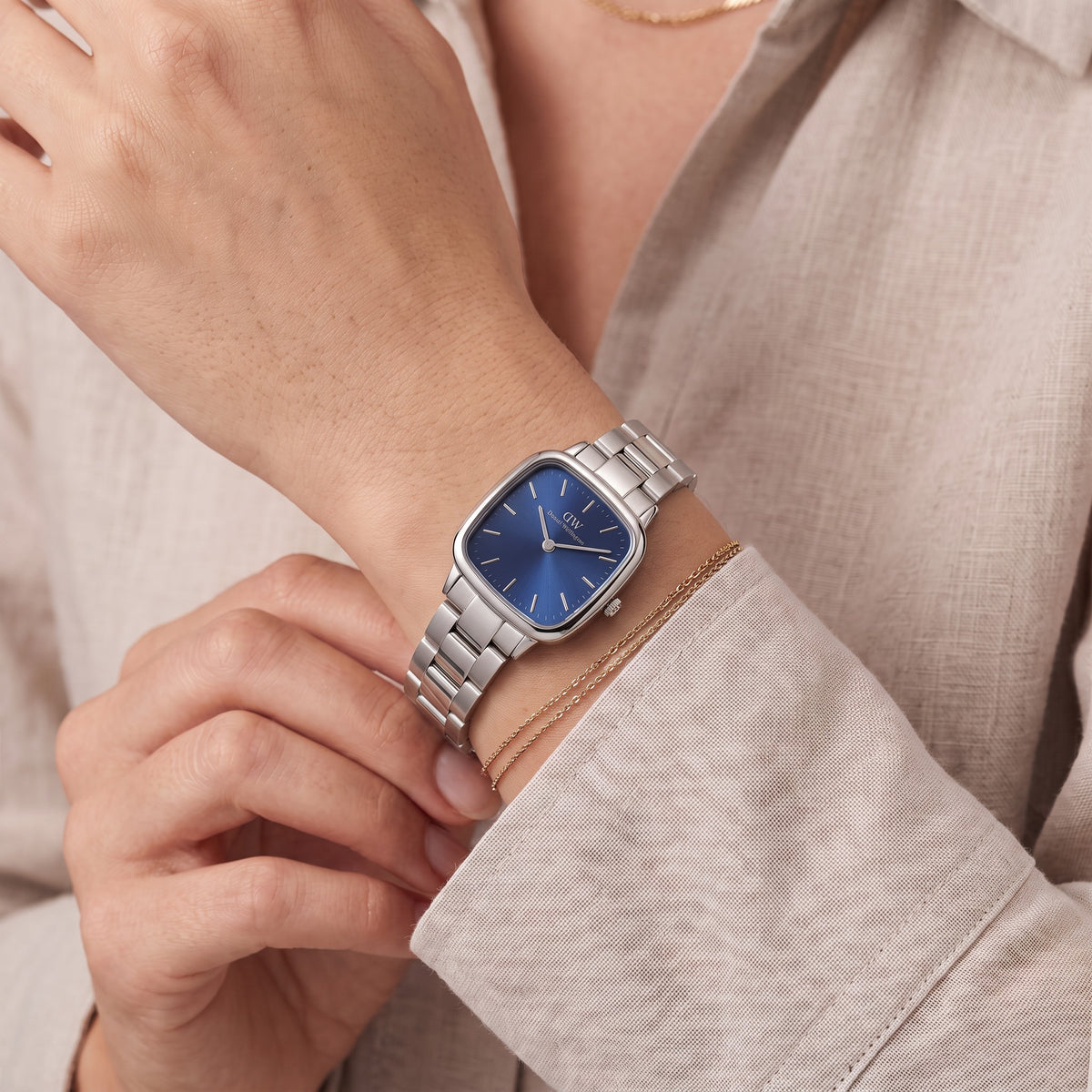 Orologio Daniel Wellington unisex quarzo quadrante blu, Cort H-Link Arctic Silver, 30mm - DW00100986