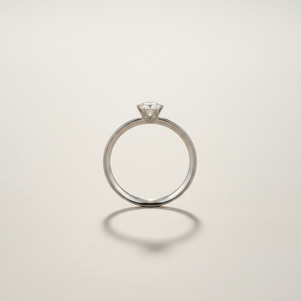Anello solitario in oro bianco con diamanti, 0.19ct - AB16612D