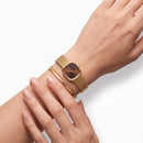 Orologio Daniel Wellington quarzo quadrante brown, Margot Braided Mesh Amber Gold, 24mm - DW00100968