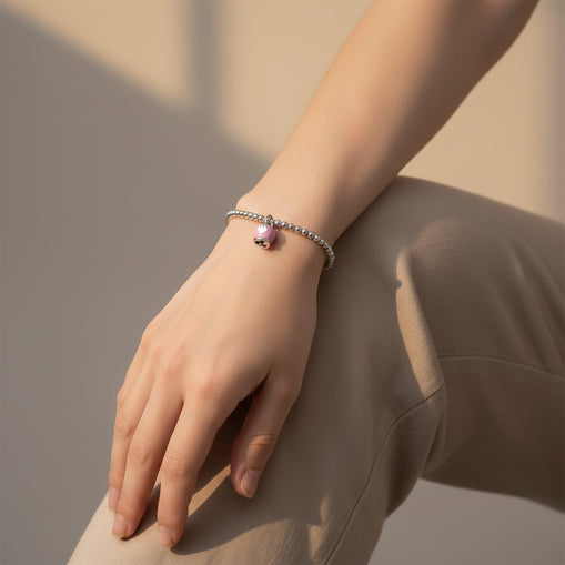 Bracciale elastico Chantecler Campanelle in Argento e smalto rosa - 41890