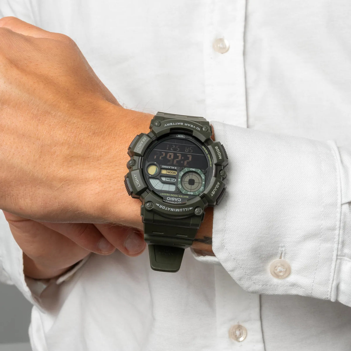 Orologio Casio Collection, digitale outdoor con fasi lunari e indicatore di pesca, 54mm - WS-1500H-3BVEF