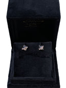 Flower earrings in white gold, diamonds and sapphires, 0.12ct sapphires - XD068/20BZ