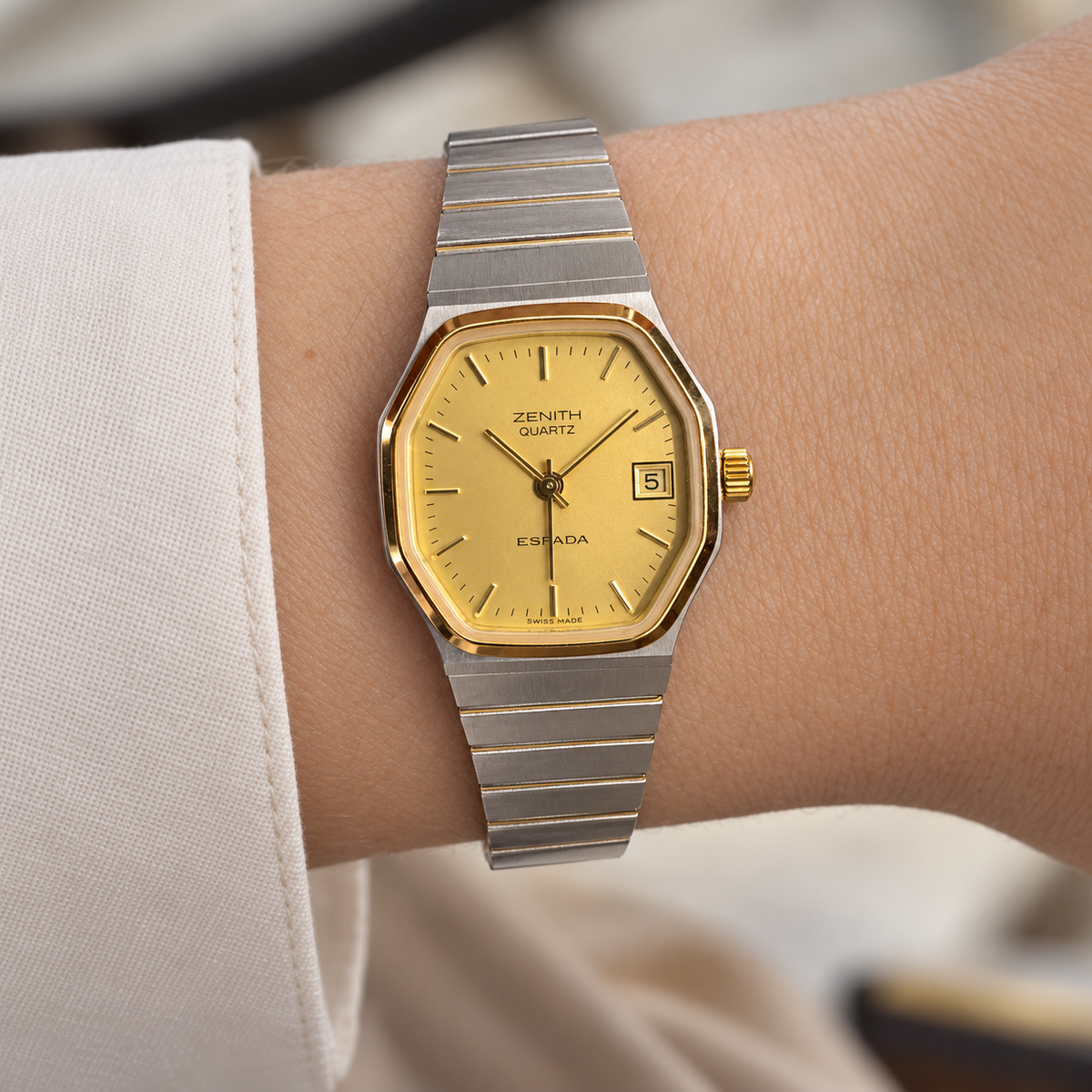 Orologio Zenith Espada Vintage da donna — Acciaio con ghiera placcata oro 23 mm — Quarzo — NOS - 19.2160.106